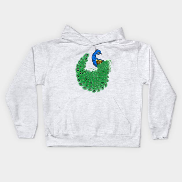 Peacock Kids Hoodie by Sticker Steve